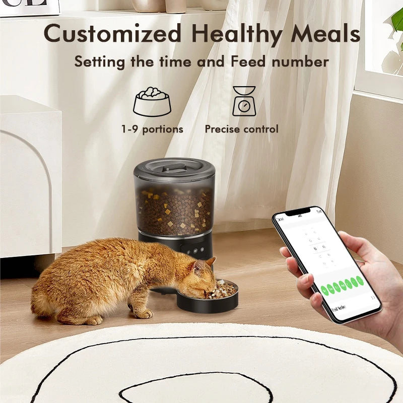 4L Automatic Smart Pet Feeder for multiple pets with stainless steel bowl