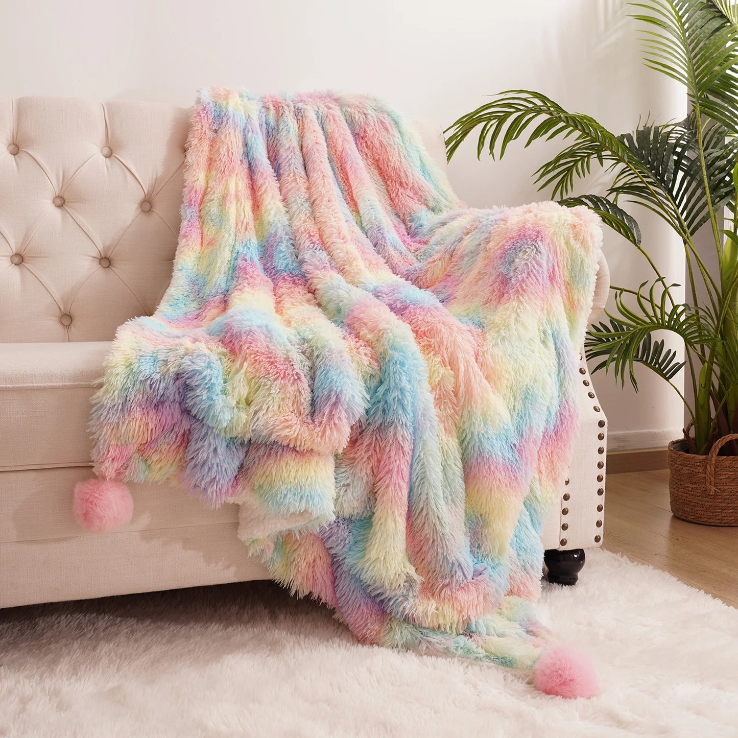 Soft Rainbow plush blanket