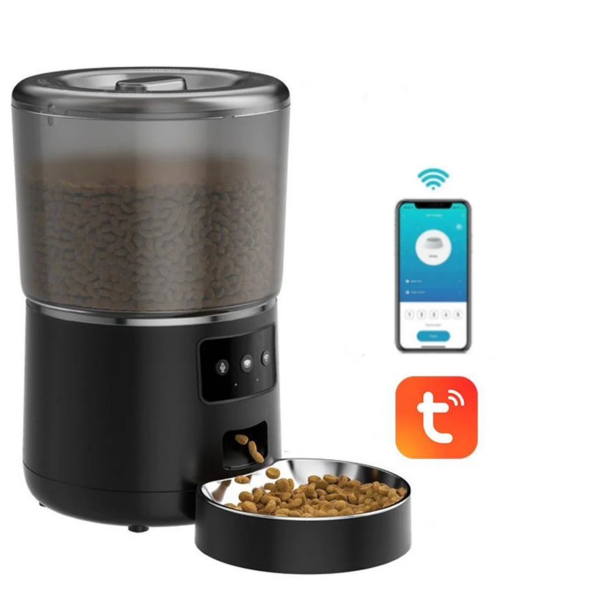 4L Automatic Smart Pet Feeder for multiple pets with stainless steel bowl