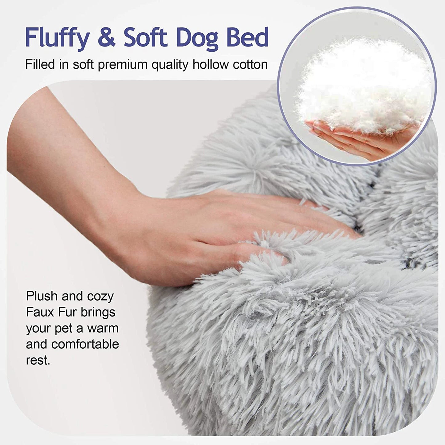 Donut Dog Bed Warm ,Soft, Calming Beds Washable