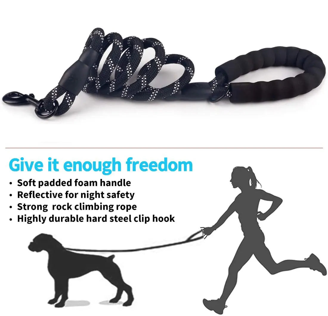 Reflective Heavy Duty Dog Leash with Padded Handle Durable Nylon Rope Leashes
