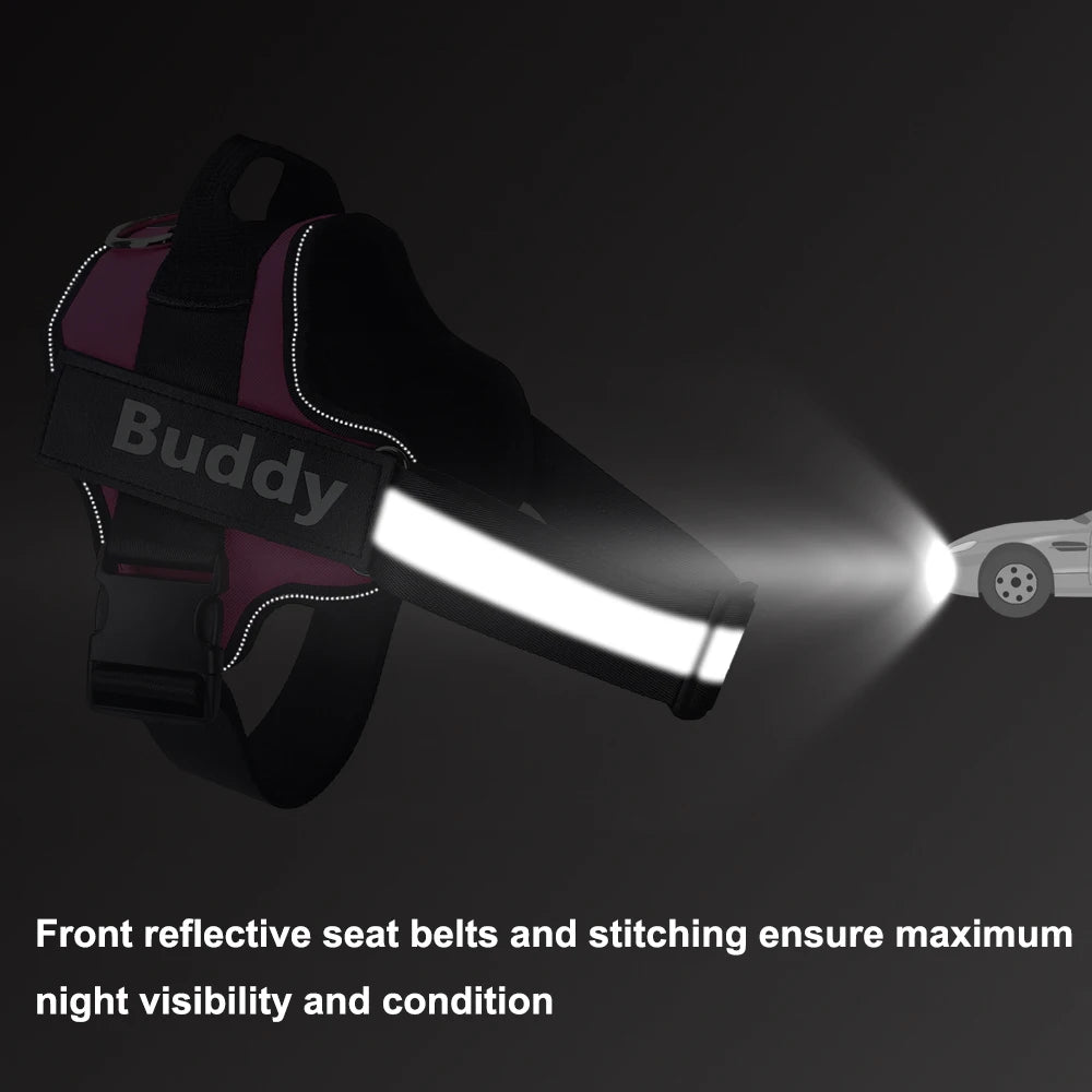 Adjustable Reflective Dog Harness Custom with Vest ID Patch