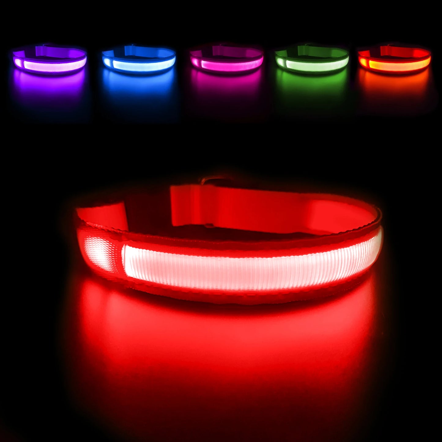 LED Luminous Dog Collar, Flashing Safety Glow Necklace