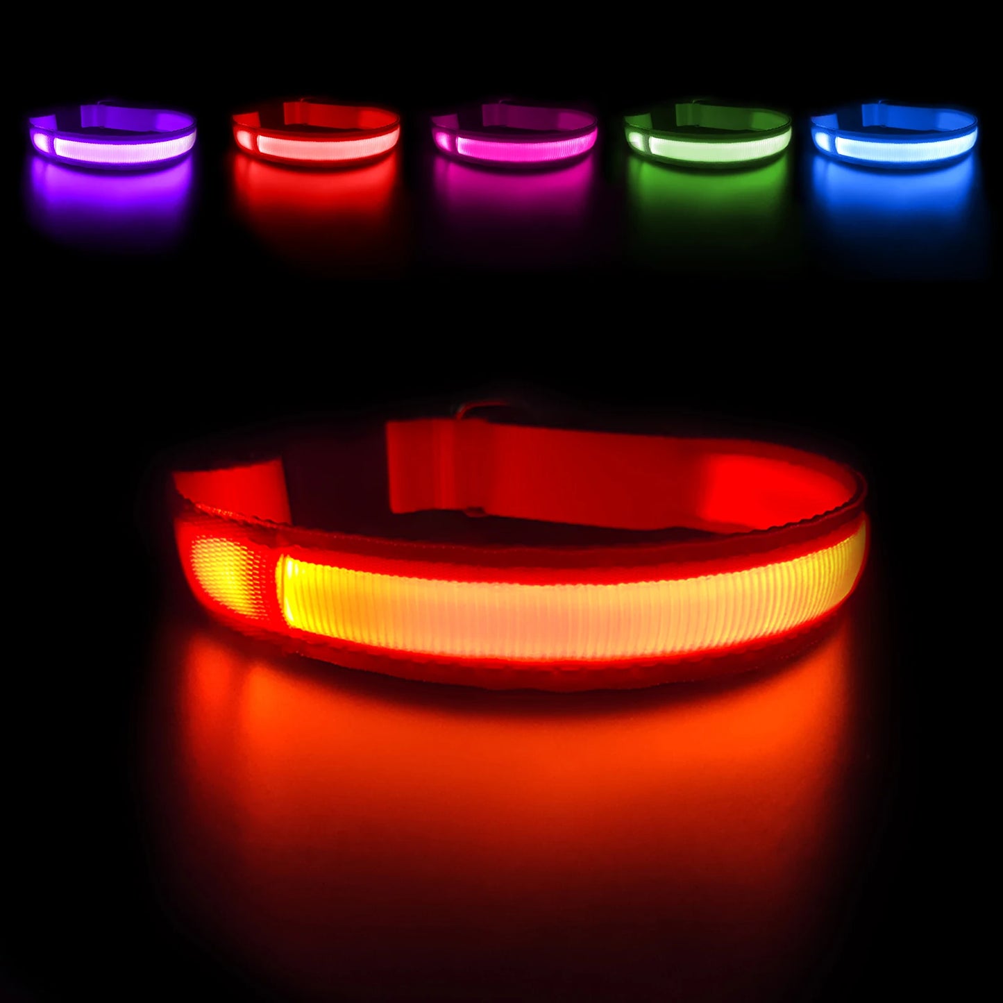 LED Luminous Dog Collar, Flashing Safety Glow Necklace