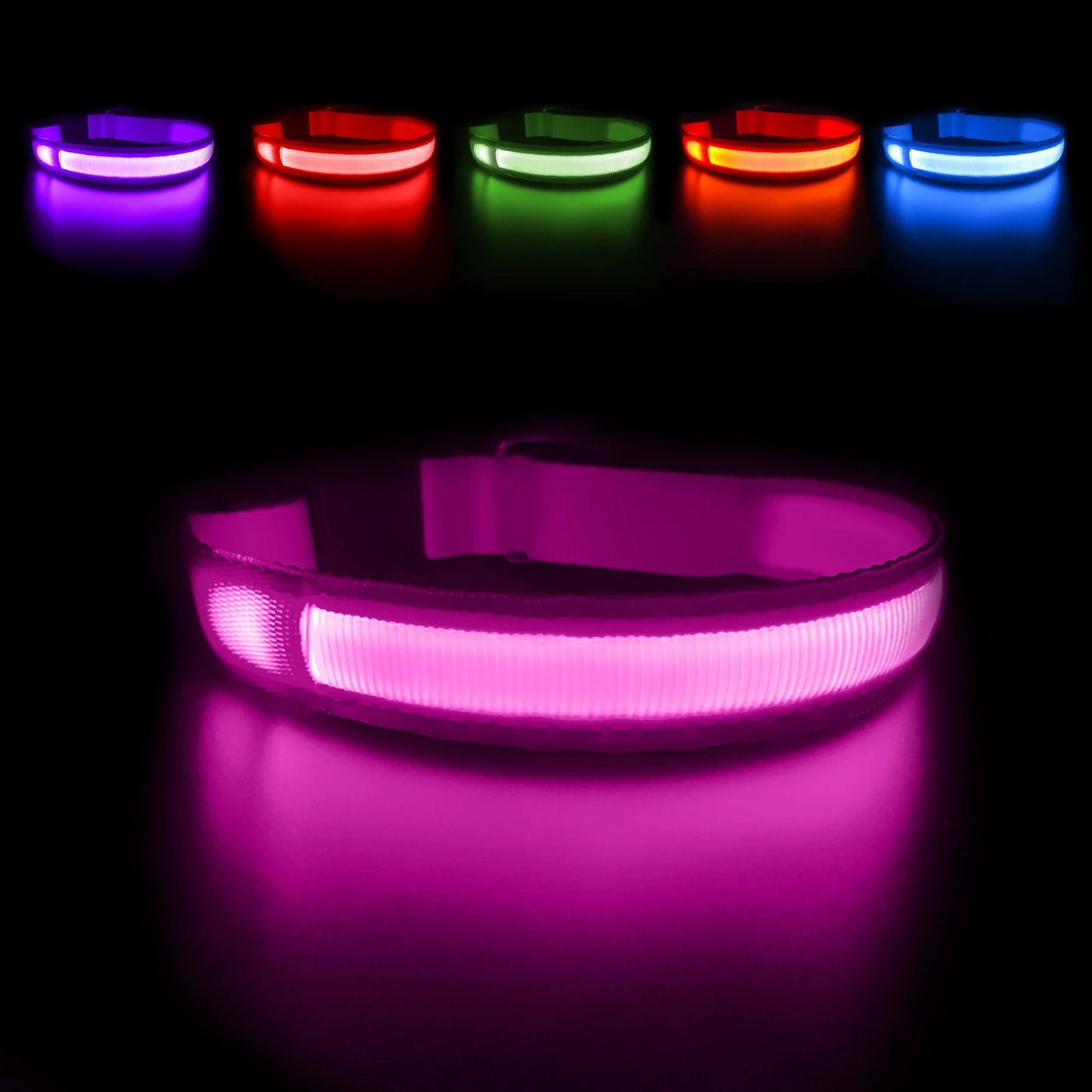 LED Luminous Dog Collar, Flashing Safety Glow Necklace