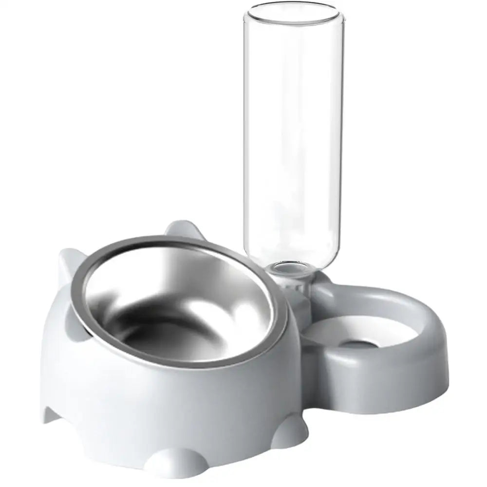 Double Dog/Cat Water and Food Bowls Automatic Water Bottle