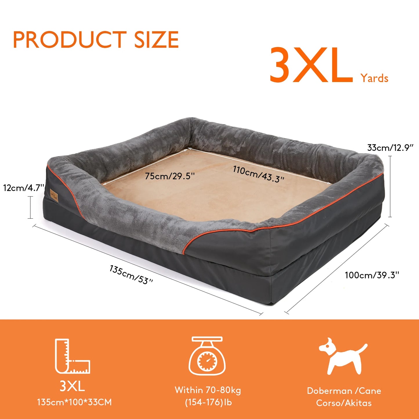 Large Soft Comfortable Dog Bed Anti Allergy Removable Washable Cover