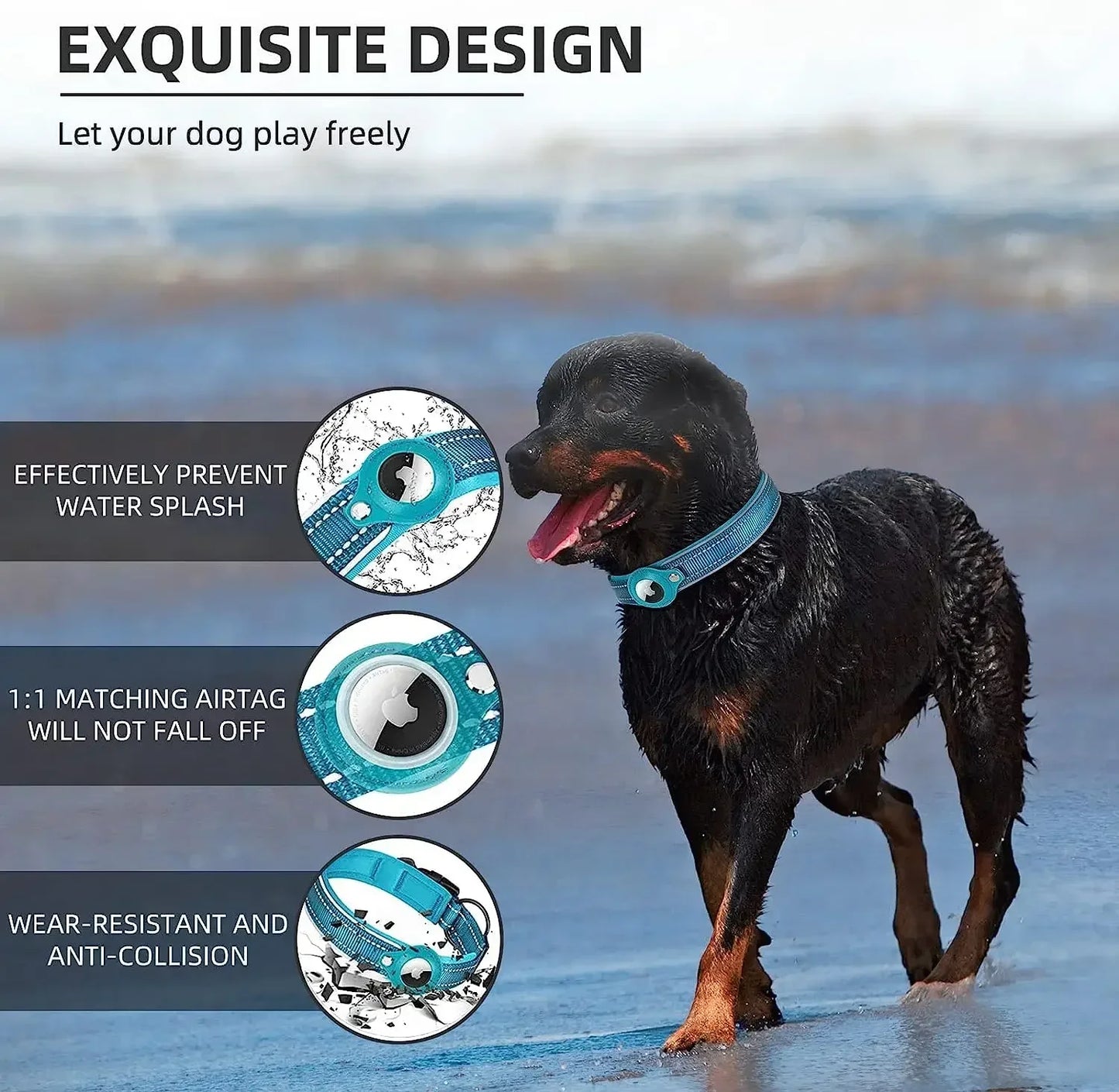 New Reflective Apple Airtag Pet Collar, Protective Waterproof Tracker