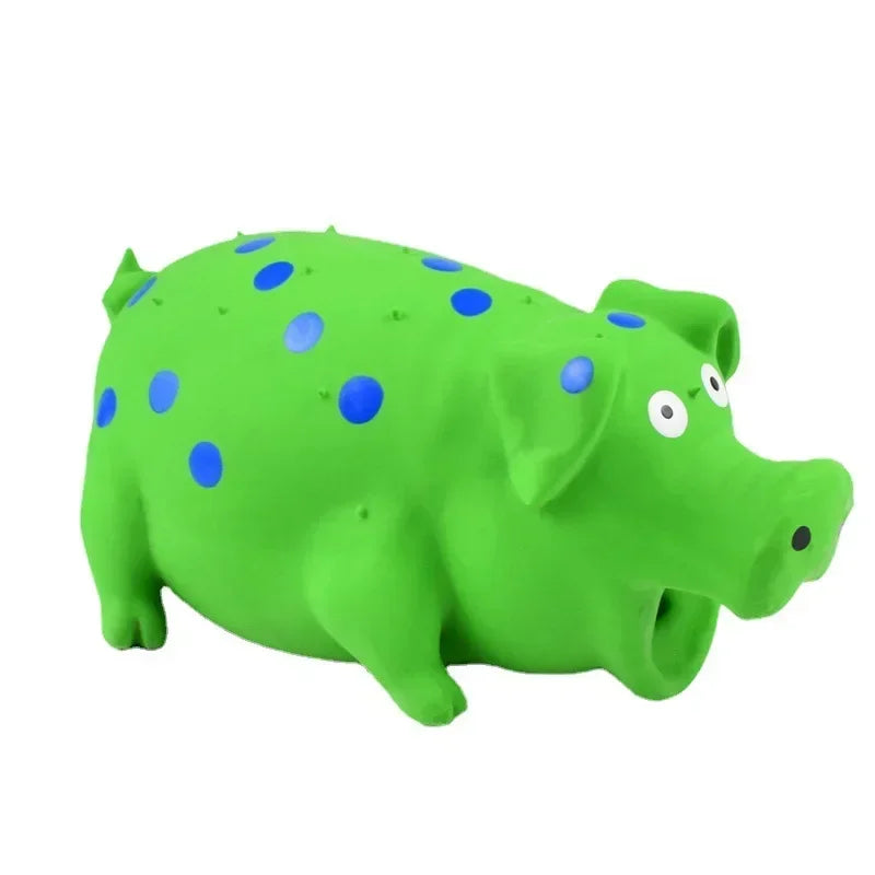 Durable Rubber Squeaky Pig Dog Chew Toy Interactive Toy