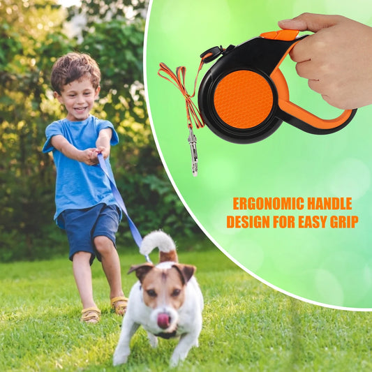 8M Retractable Heavy Duty Walking Leash, Strong Reflective Tape, Non-Slip Handle