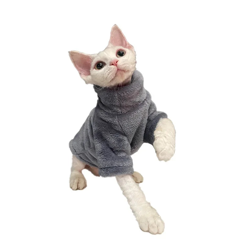 Sphynx Cat Sweater, Turtleneck Warm Winter Hairless Cat Clothes