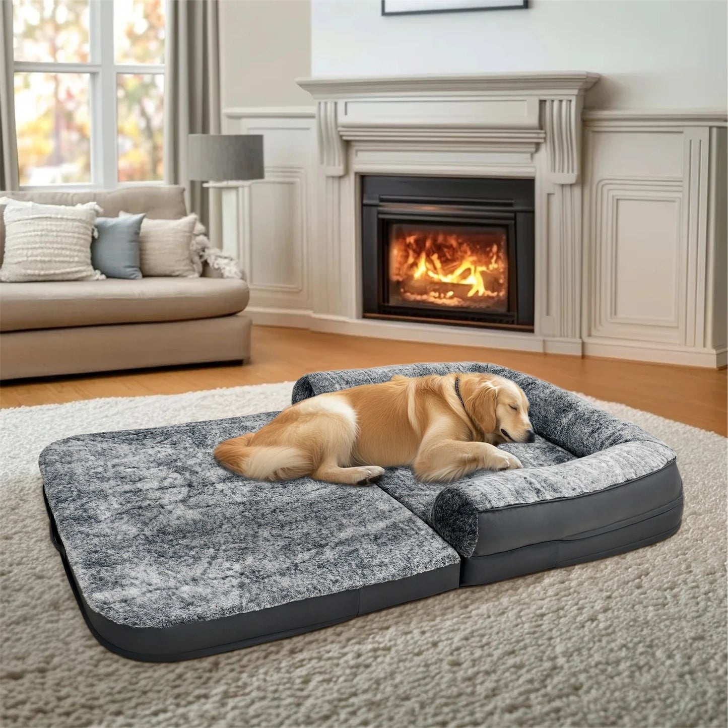 Calming Human Size Dog Bed for Adults and Pets