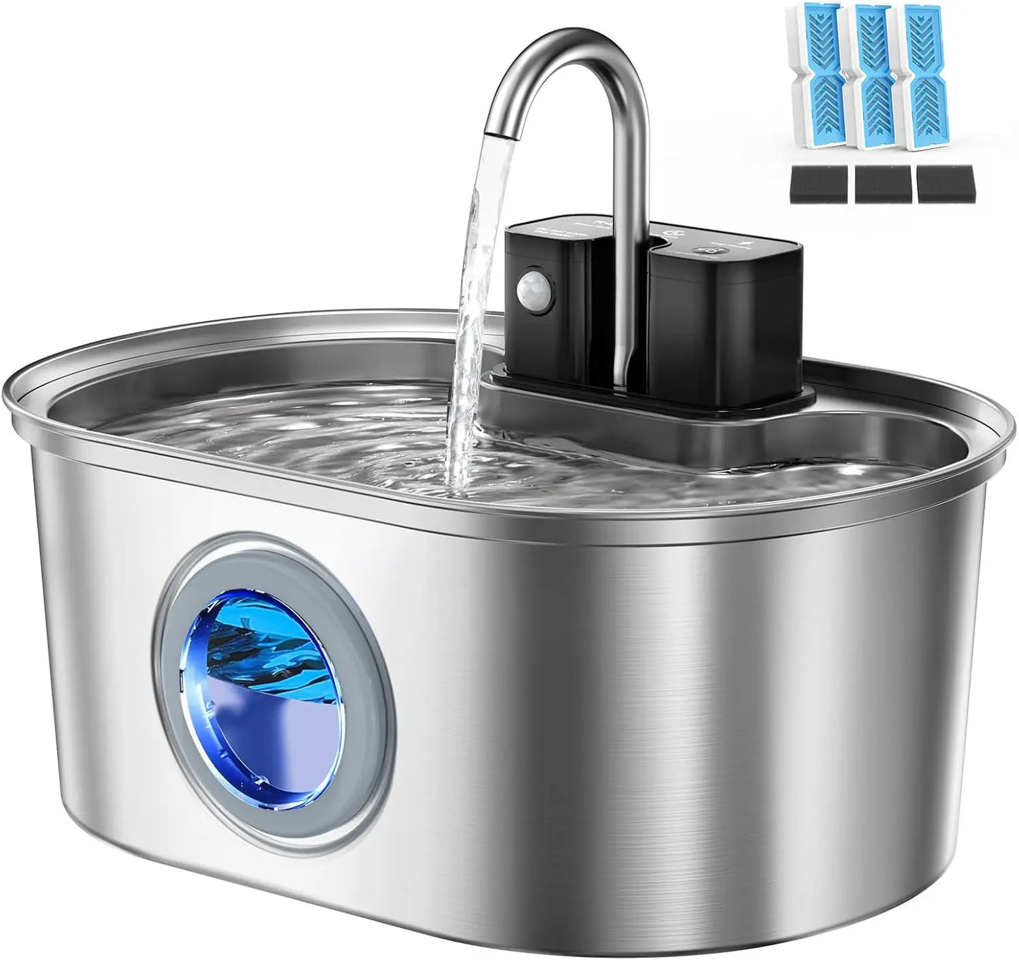 3.2L Stainless Steel Wireless Water Fountain Motion Sensor Silent