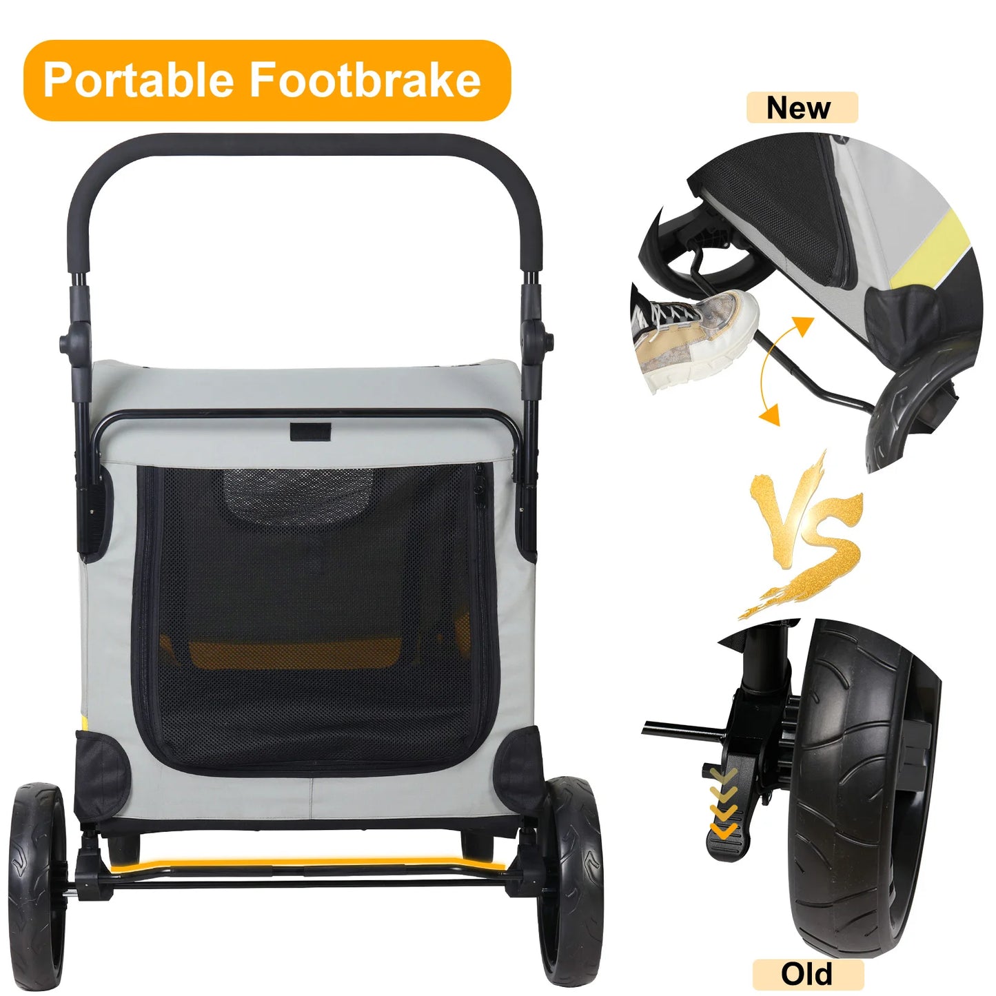 Premium Dog Stroller, Foldable Cart, Pet Jogger Wagon