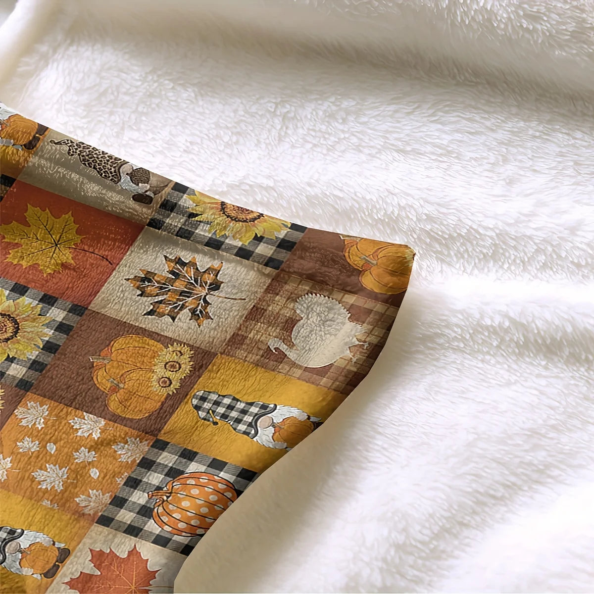 Cozy Dual-Sided Flannel Throw Blanket with Halloween Pumpkins- Allergy-Friendly, Machine Washable -