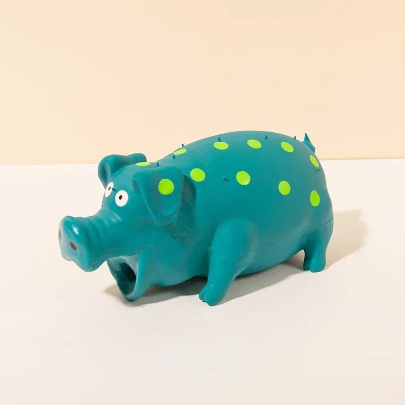 Durable Rubber Squeaky Pig Dog Chew Toy Interactive Toy
