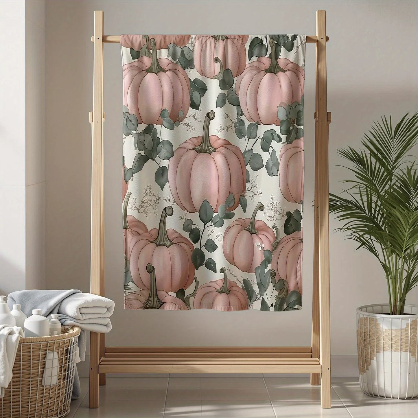 Halloween/Thanksgiving Pink Pumpkin Theme Flannel Throw Blanket