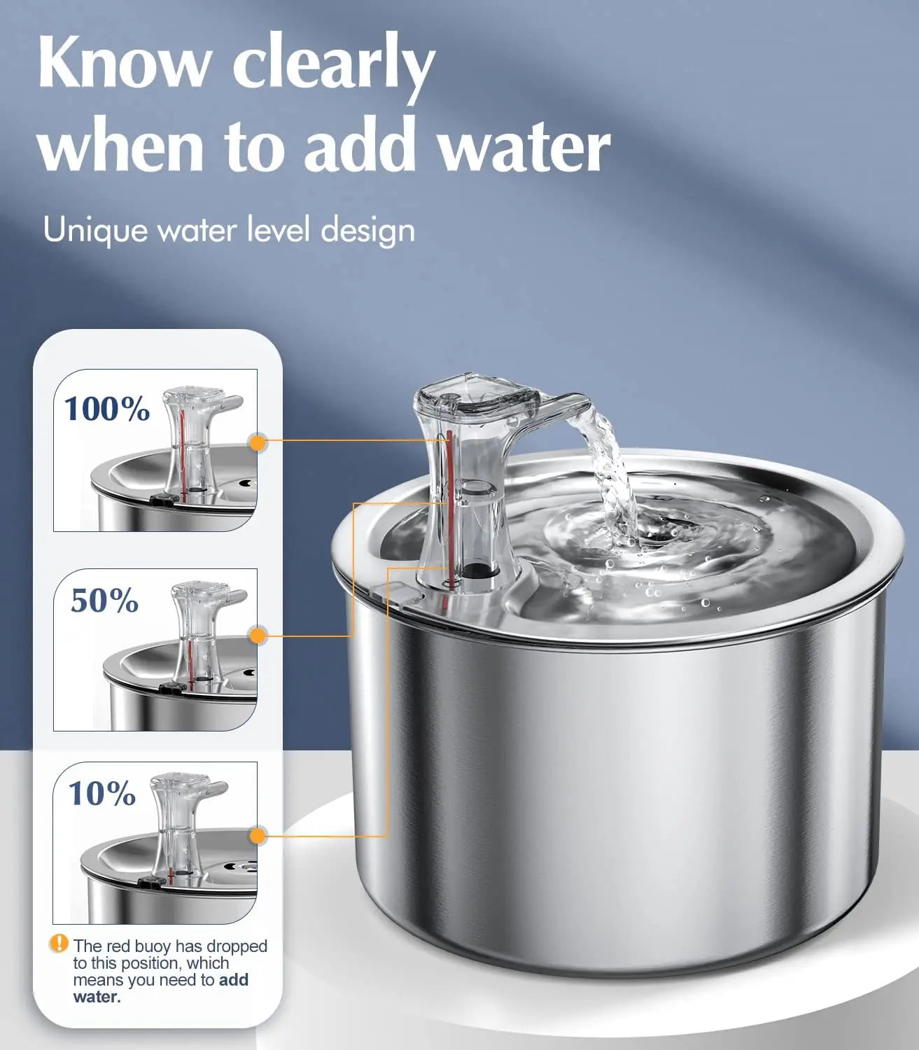 2L Automatic Stainless Steel Pet Water Dispenser Water Fountain