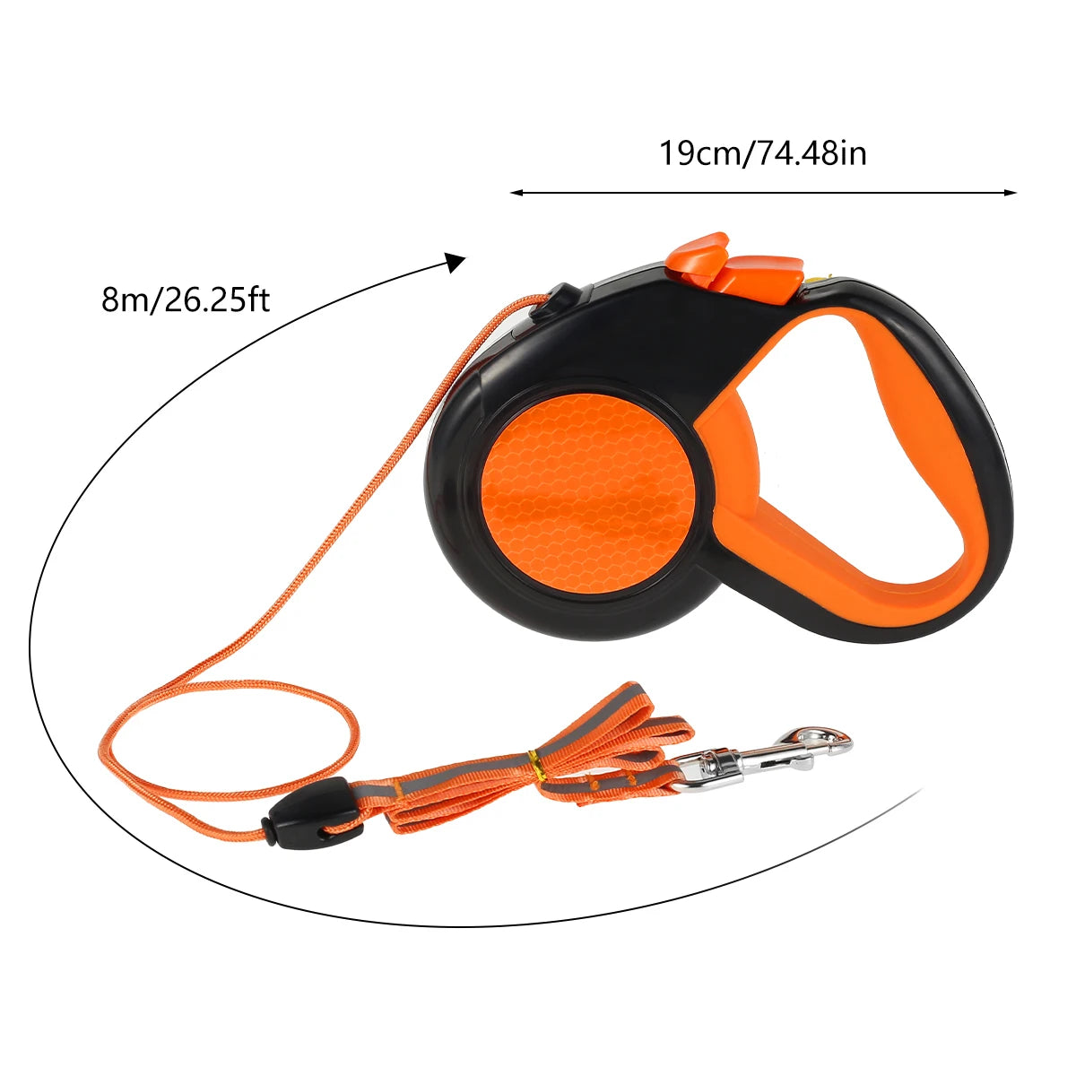8M Retractable Heavy Duty Walking Leash, Strong Reflective Tape, Non-Slip Handle