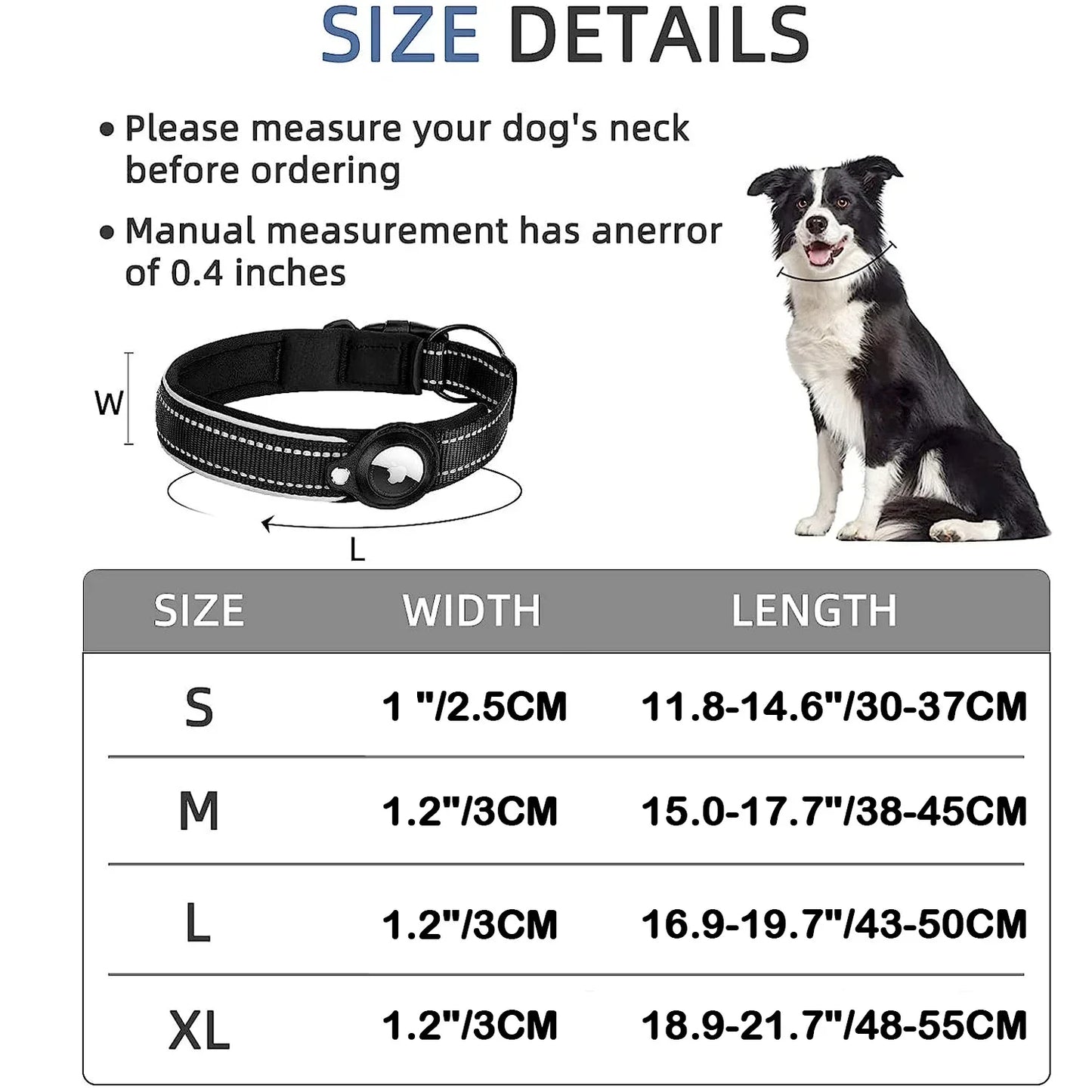 New Reflective Apple Airtag Pet Collar, Protective Waterproof Tracker