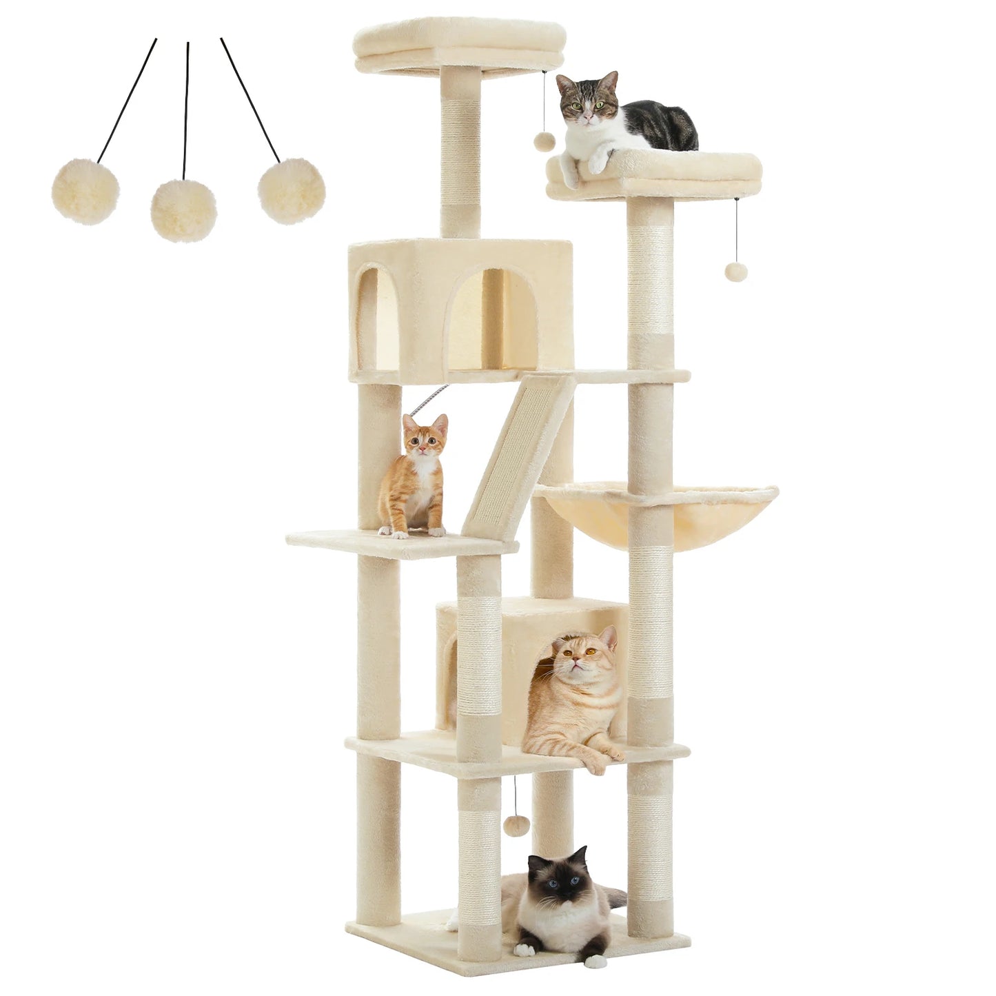 Indoor Multi-Level Plush Cat Condo with Scratching Posts Perches Caves