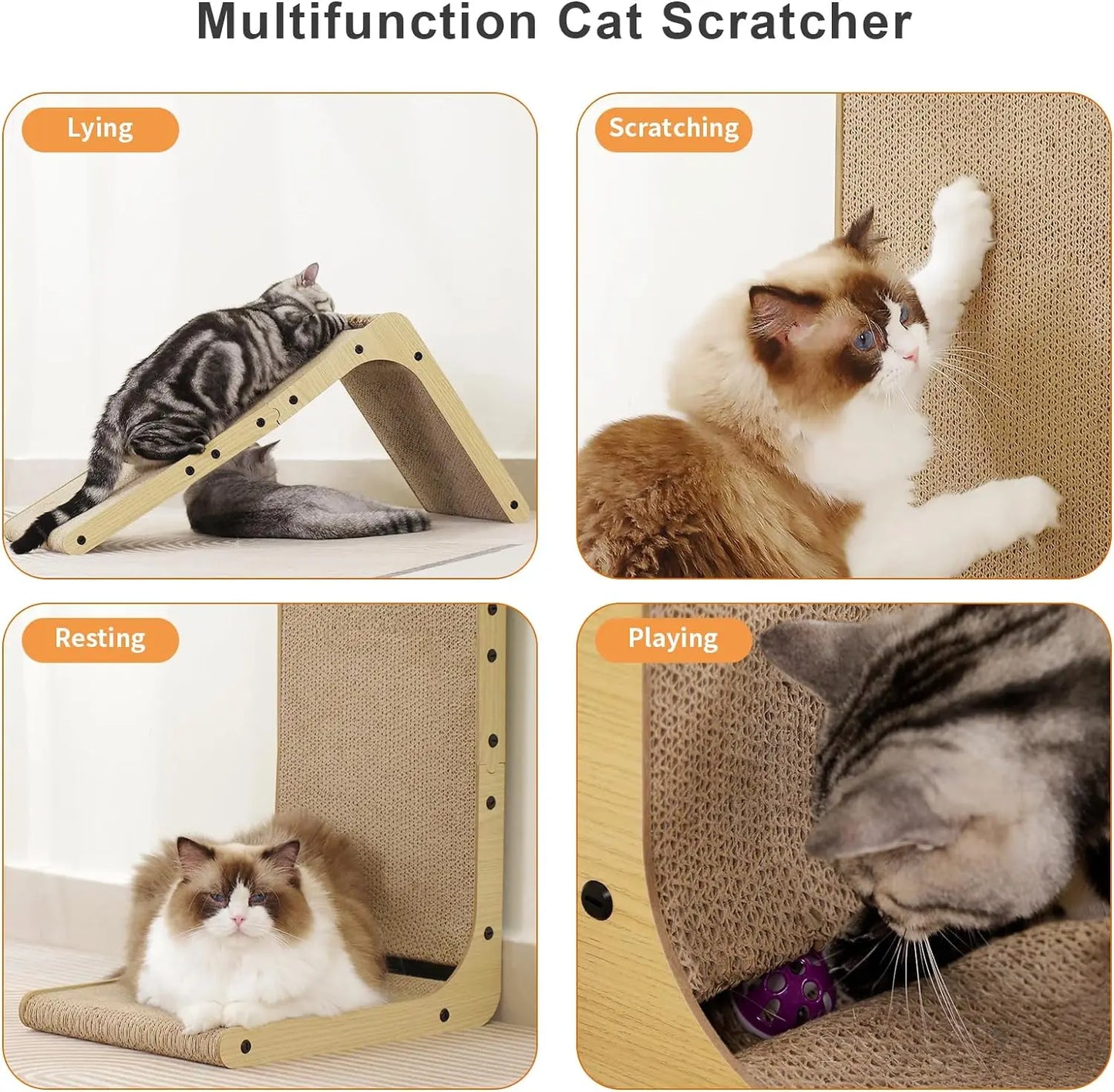 L Shape Cat Scratcher for Indoor Cats, Protects Furniture