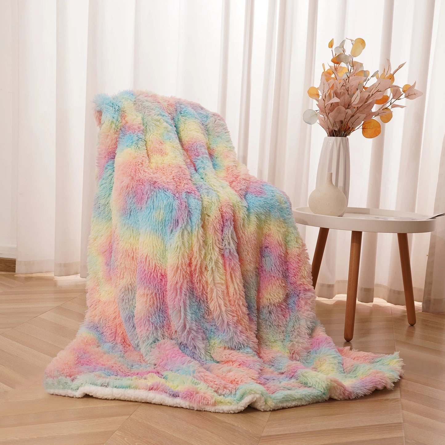 Soft Rainbow plush blanket