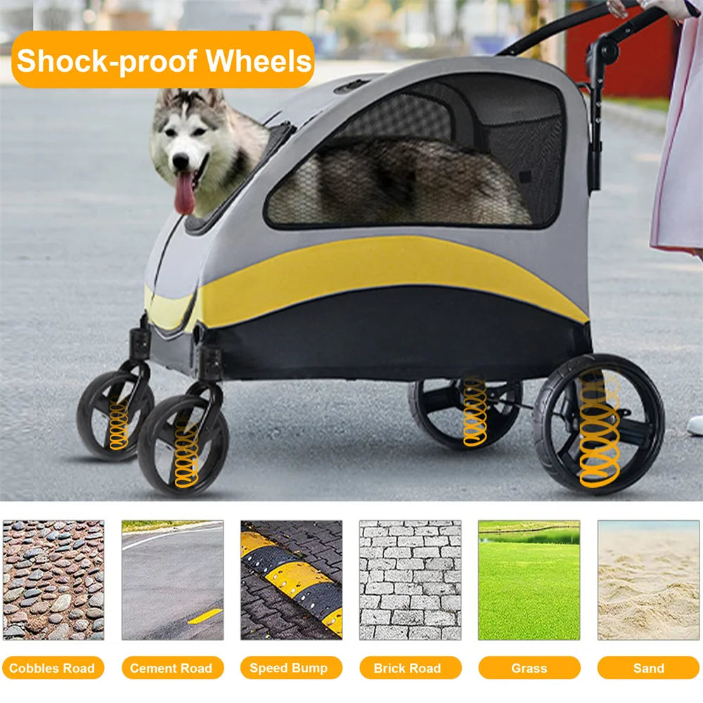 Premium Dog Stroller, Foldable Cart, Pet Jogger Wagon