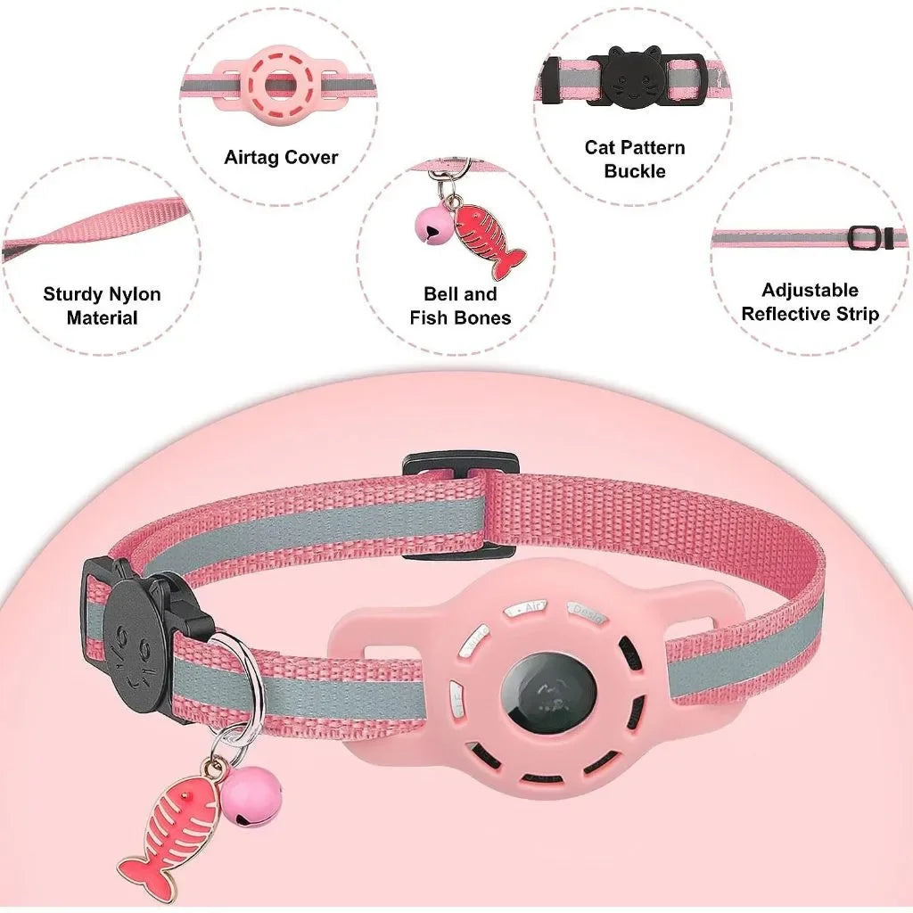 Adjustable Reflective Anti Choke Apple Airtag Collar