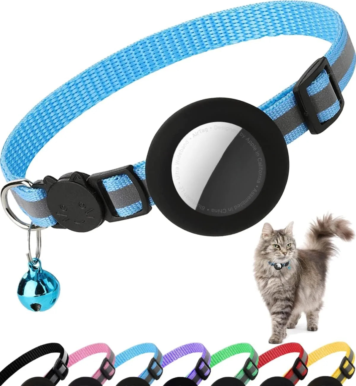 Adjustable Reflective Anti Choke Apple Airtag Collar
