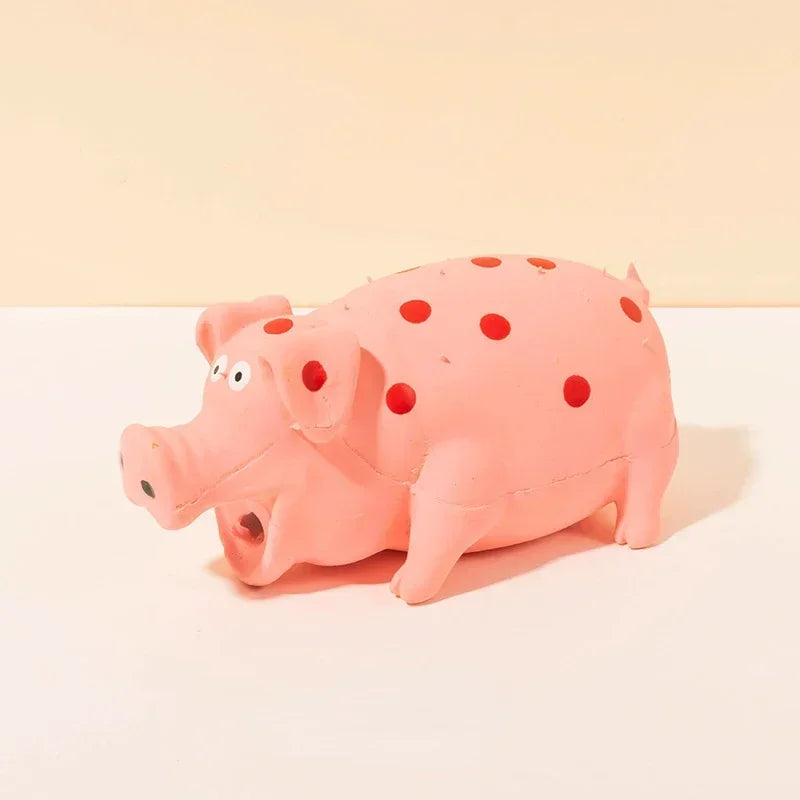 Durable Rubber Squeaky Pig Dog Chew Toy Interactive Toy