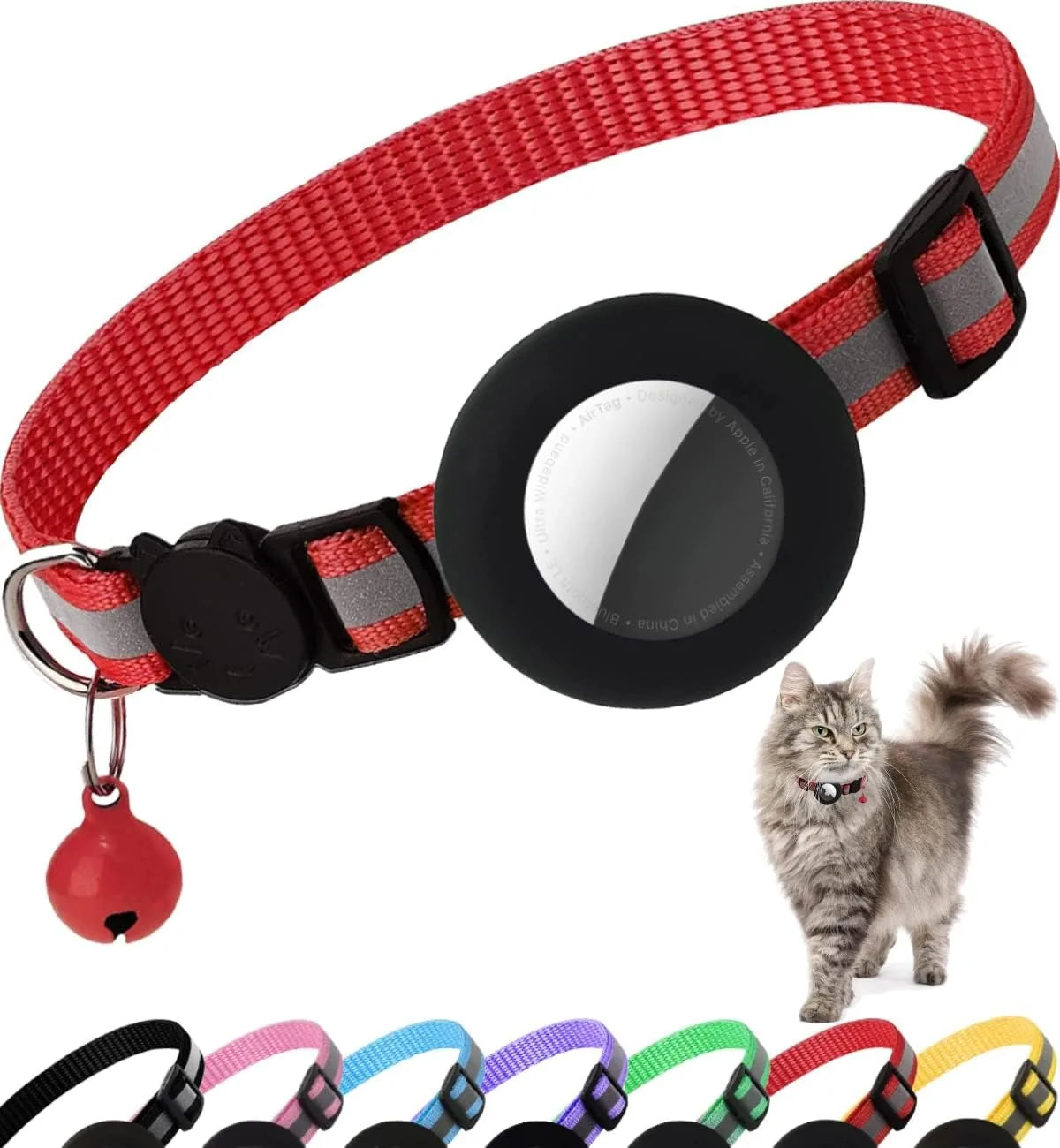 Adjustable Reflective Anti Choke Apple Airtag Collar