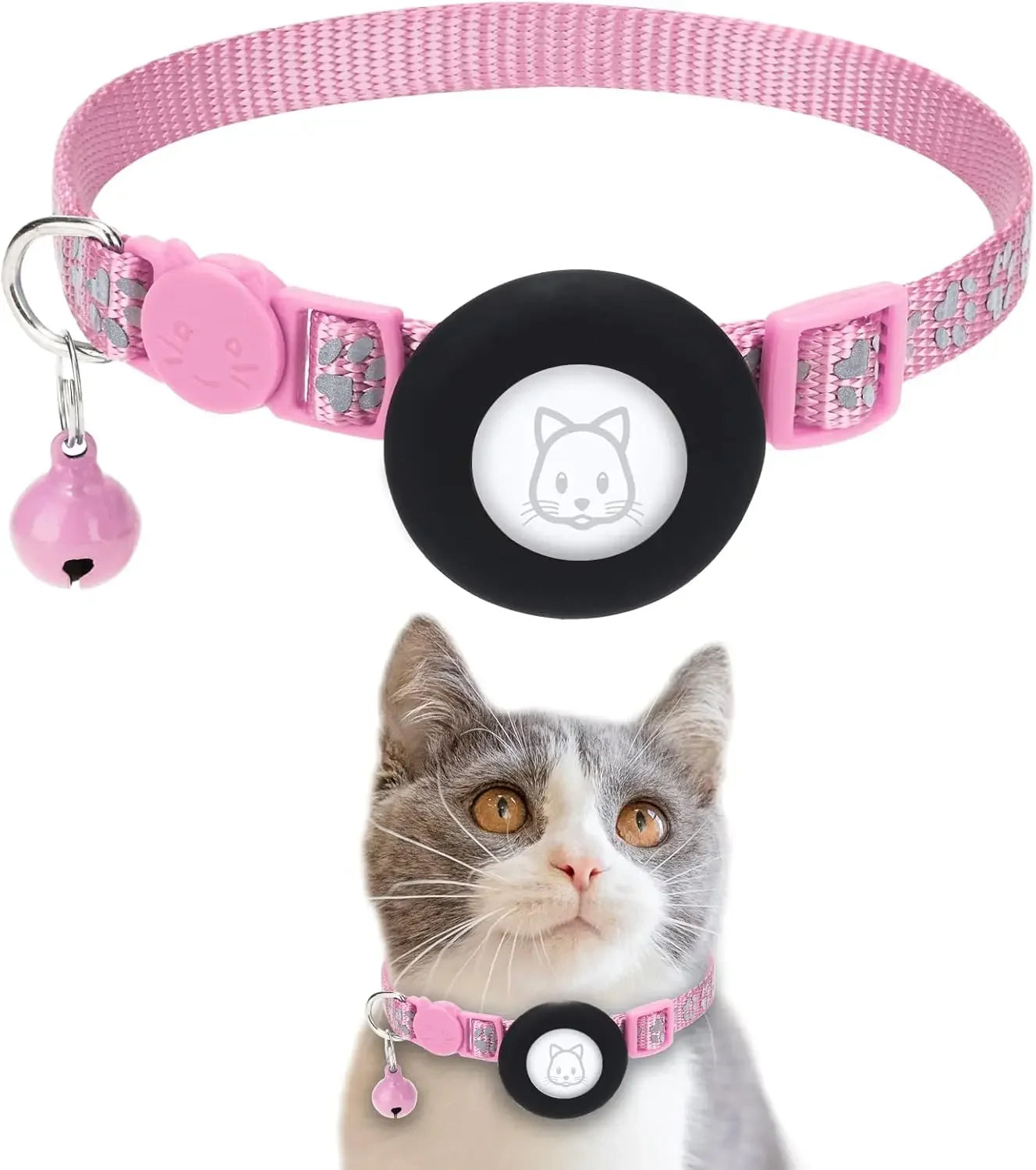 Adjustable Reflective Anti Choke Apple Airtag Collar