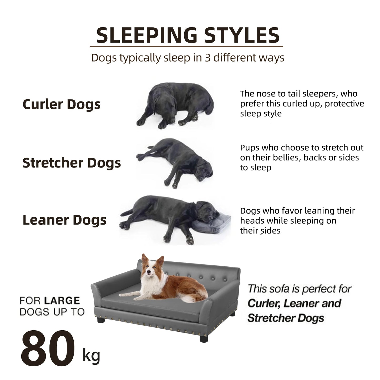 XL Elevated Dog Bed Sofa Microfiber Leather Cover with Removable Cushion