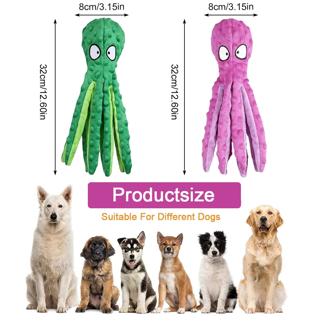 Indestructible Interactive Dog Toy, Plush Toy Octopus Bite Resistant