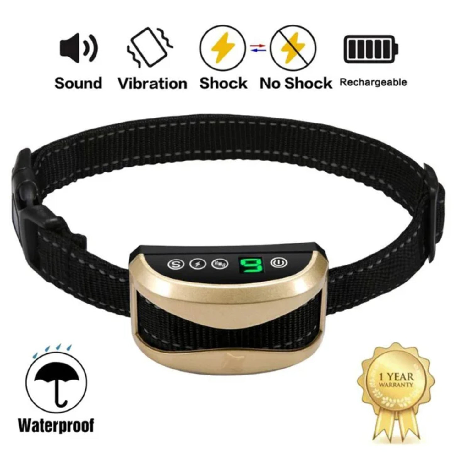 Anti Bark Dog Training Collar with Vibration Beep, Rechargeable, Waterproof for Small Medium Large Dog