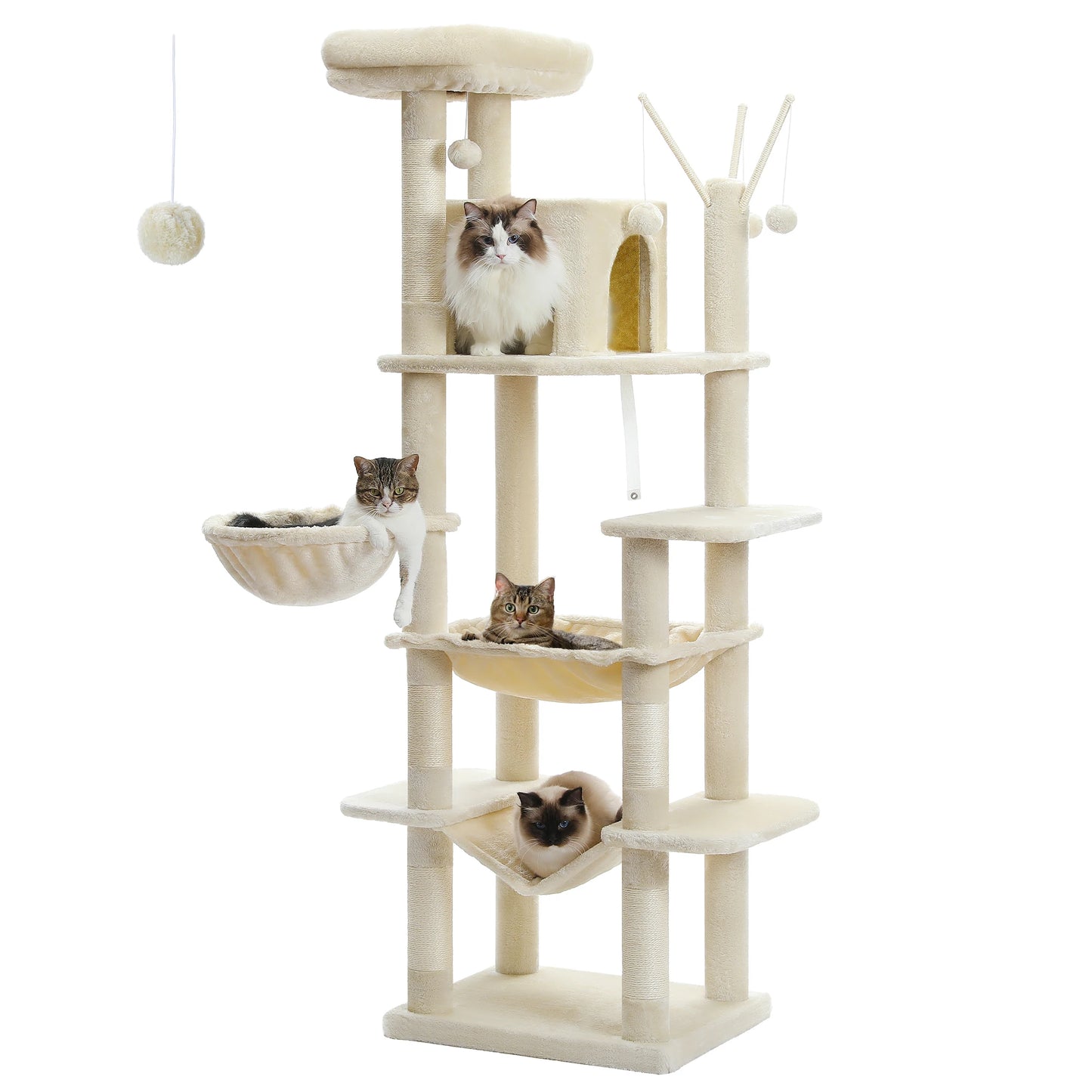 Indoor Multi-Level Plush Cat Condo with Scratching Posts Perches Caves