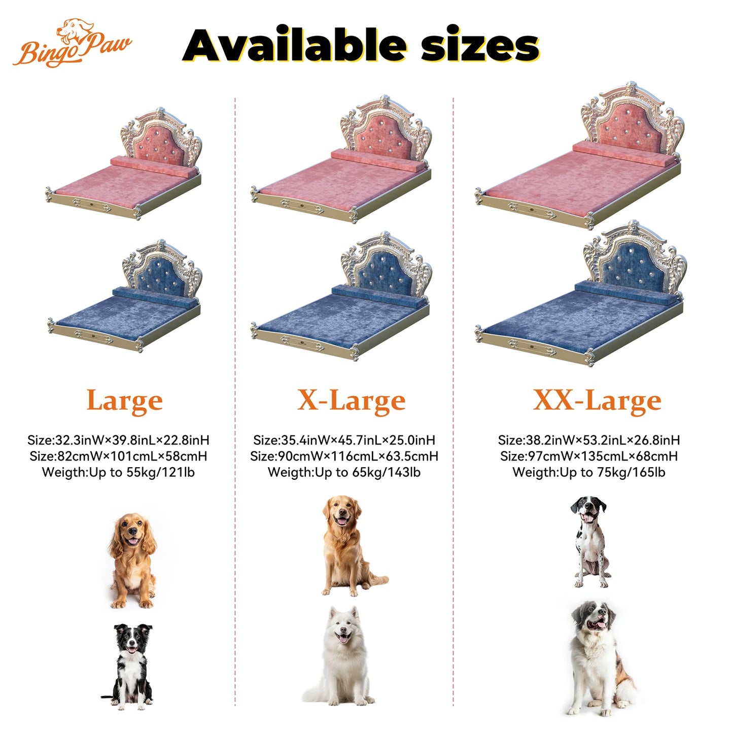 Luxury Pet Bed with Headboard, Washable Dutch Velvet Cover, Dog and Cat Bed
