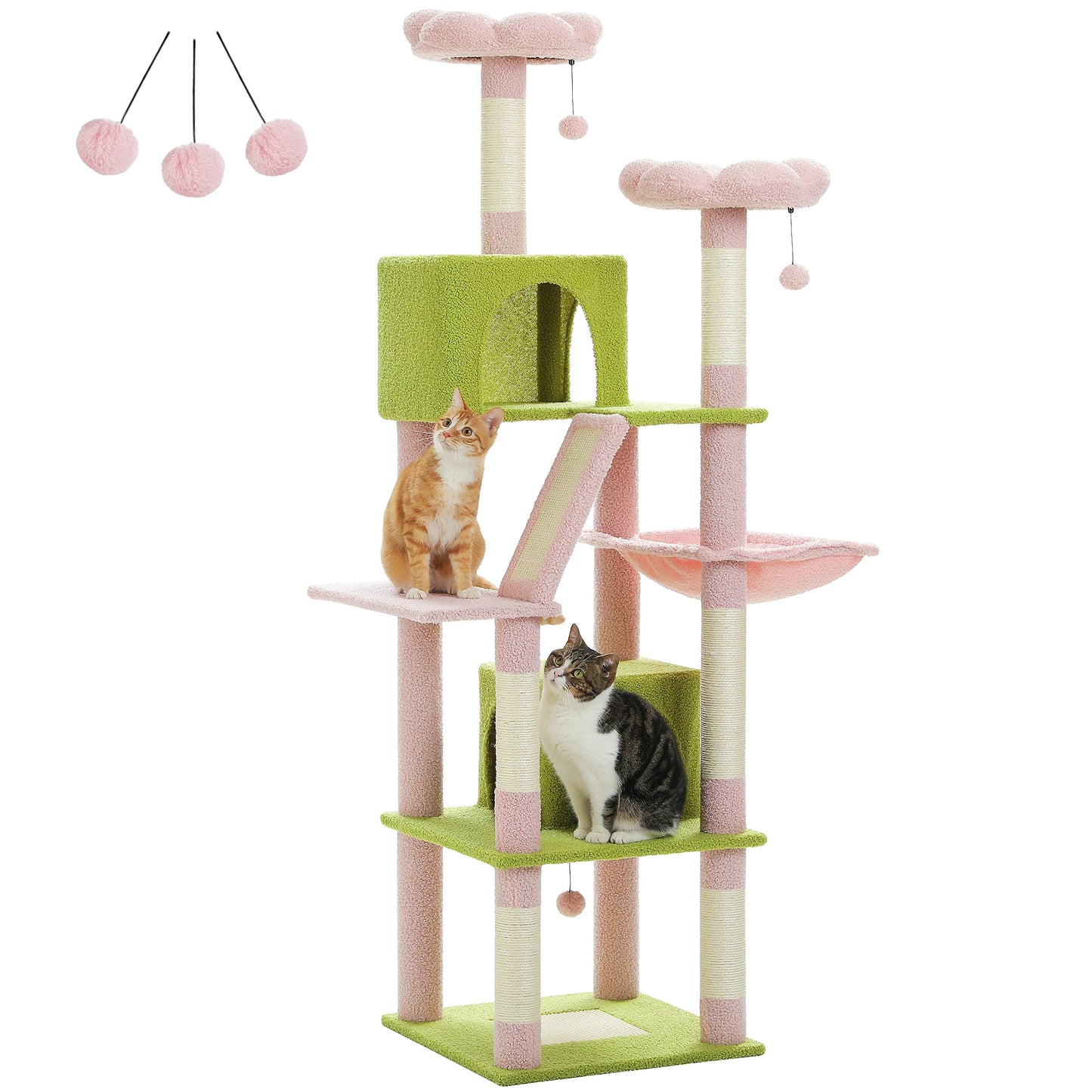 Indoor Multi-Level Plush Cat Condo with Scratching Posts Perches Caves