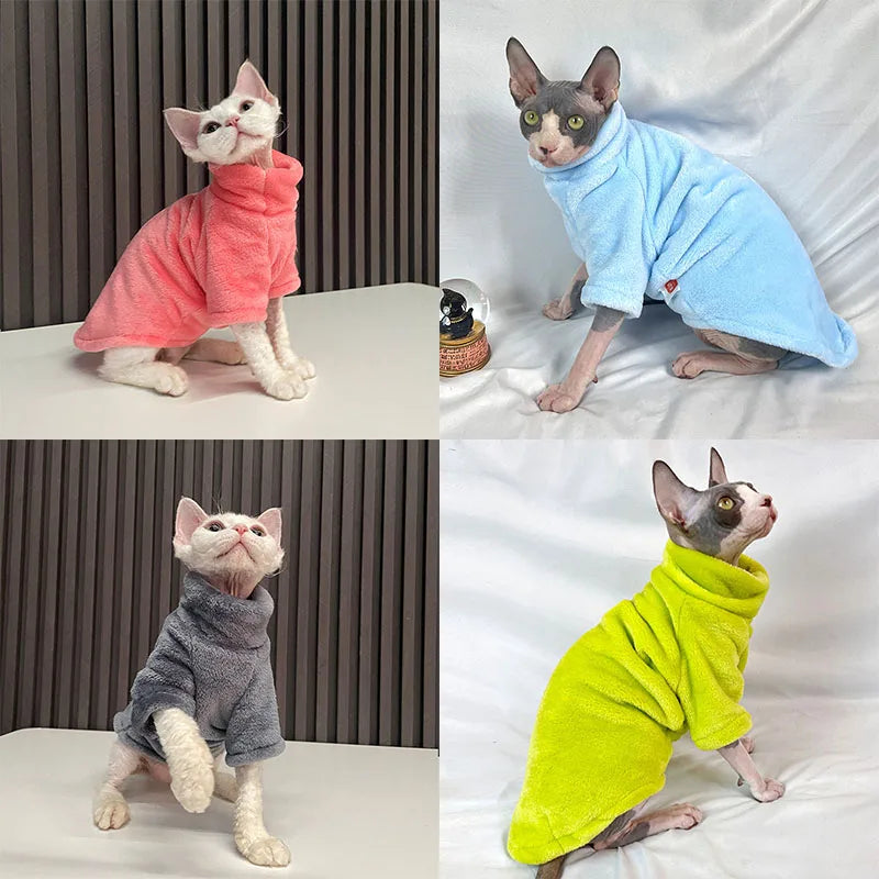 Sphynx Cat Sweater, Turtleneck Warm Winter Hairless Cat Clothes