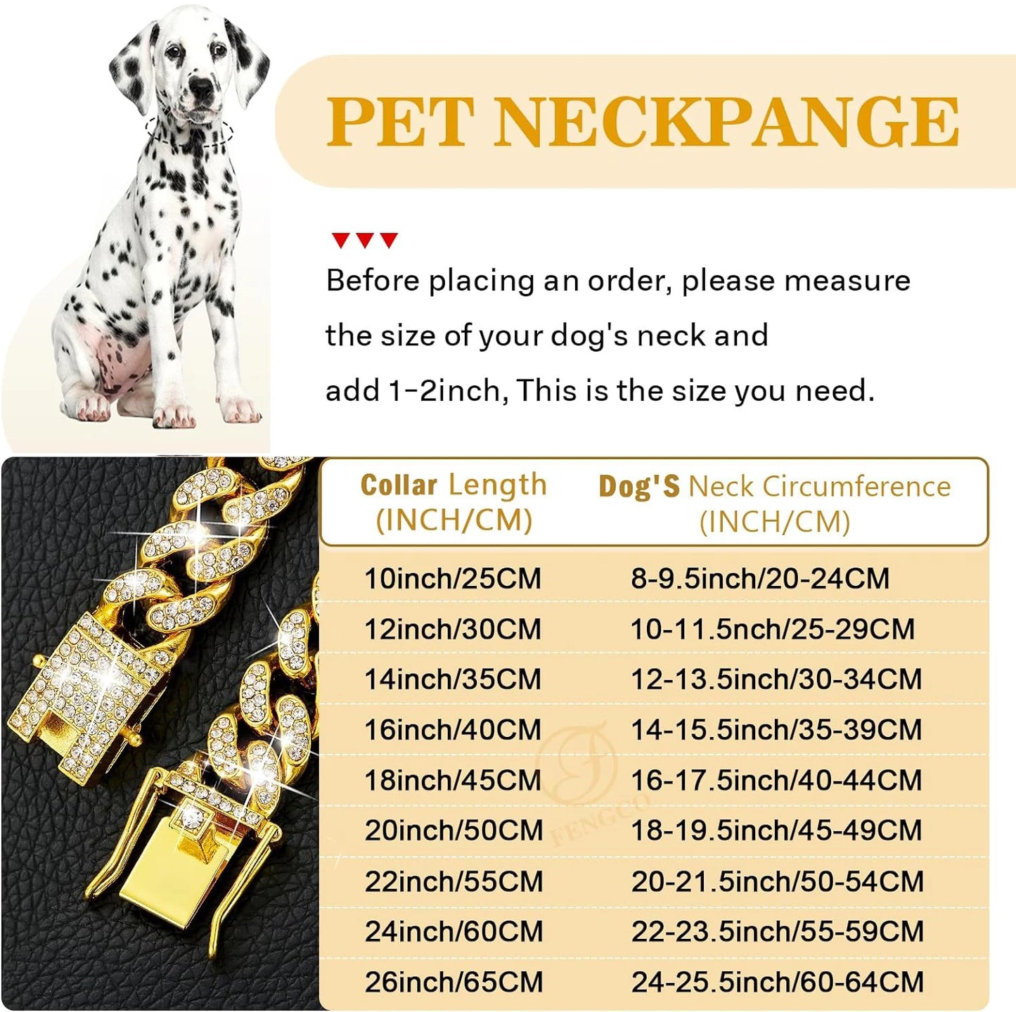 Luxury Gold Metal Dog Chain Collar For Small Medium Large Dogs/Cats