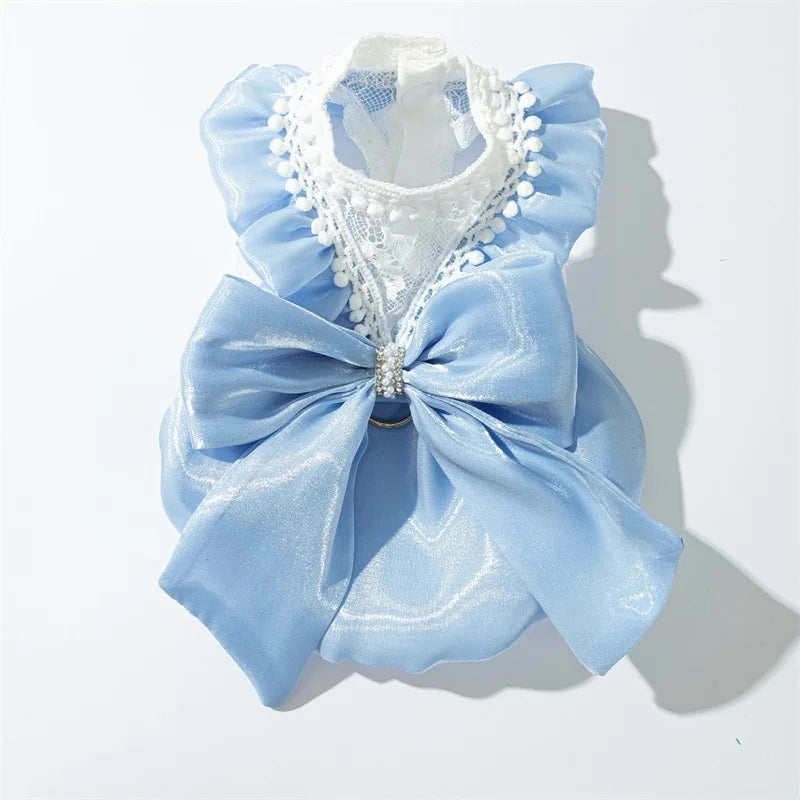 Adorable Tutu Dress with Bowknot Lace Princess Puppy Clothes/Female Cat Skirt