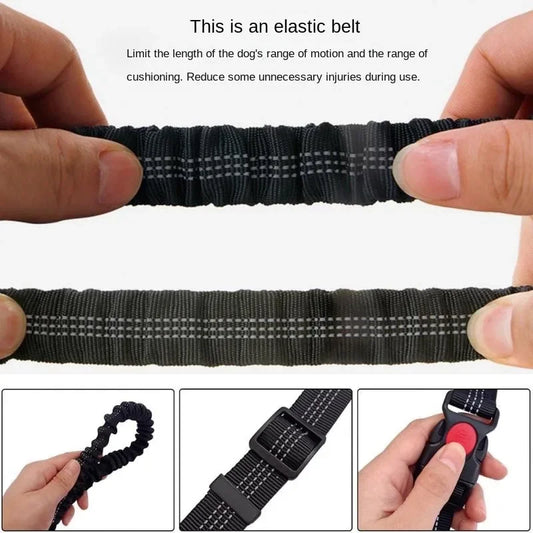 Hand Free Dog Leash Adjustable Waist Belt Chest Strap Traction Rope