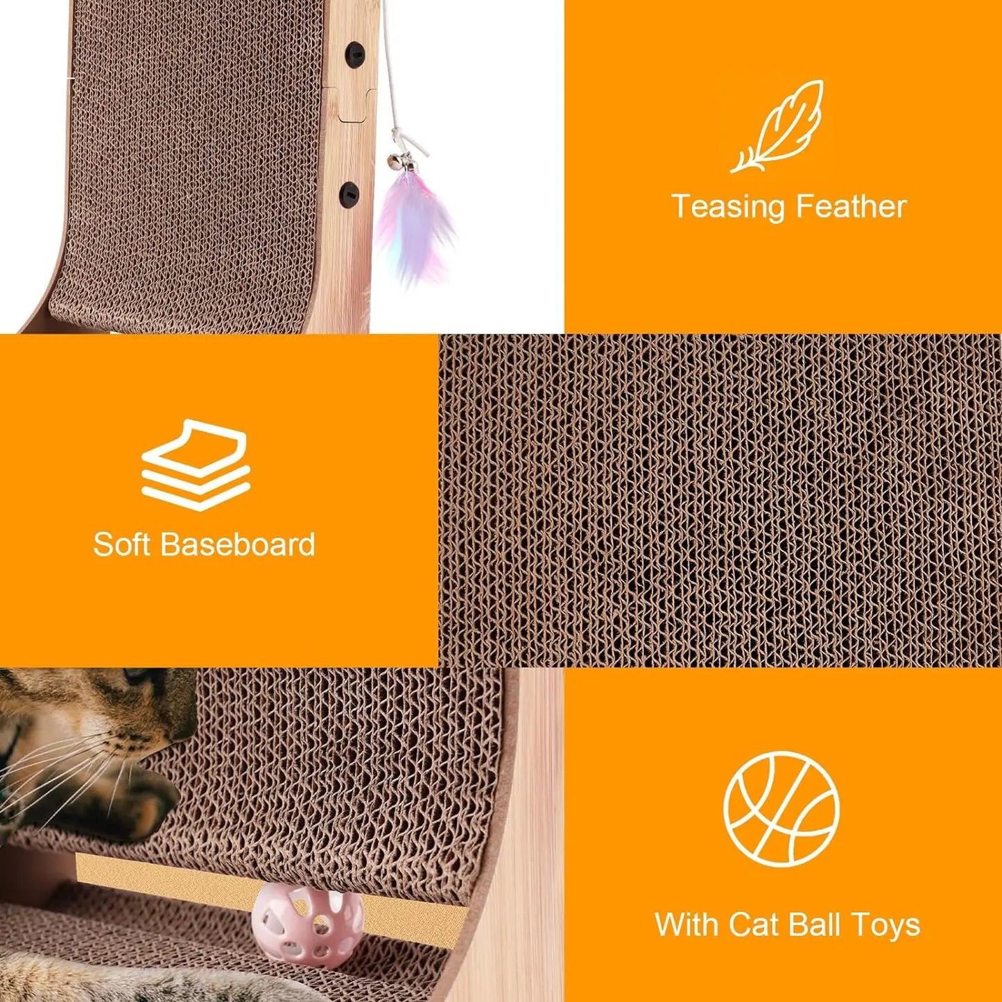 L Shape Cat Scratcher for Indoor Cats, Protects Furniture