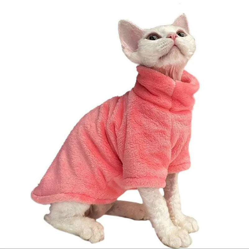 Sphynx Cat Sweater, Turtleneck Warm Winter Hairless Cat Clothes