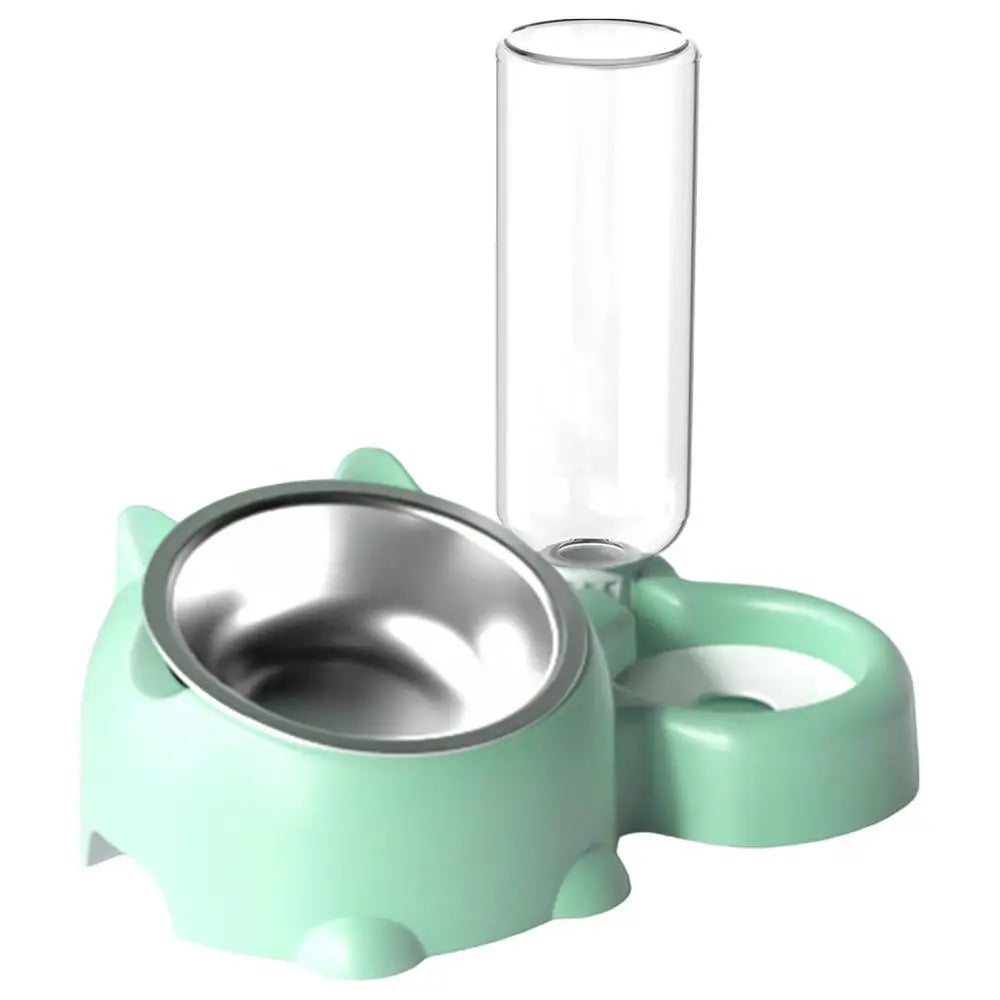 Double Dog/Cat Water and Food Bowls Automatic Water Bottle