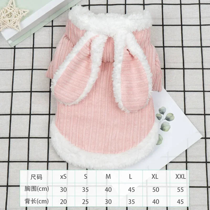 Warm Winter Coat for Kittens/Puppies Cute Bunny Appearance