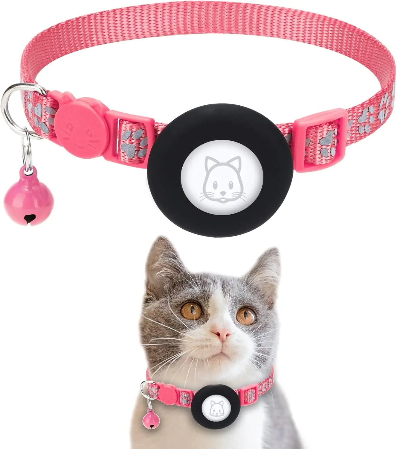 Adjustable Reflective Anti Choke Apple Airtag Collar