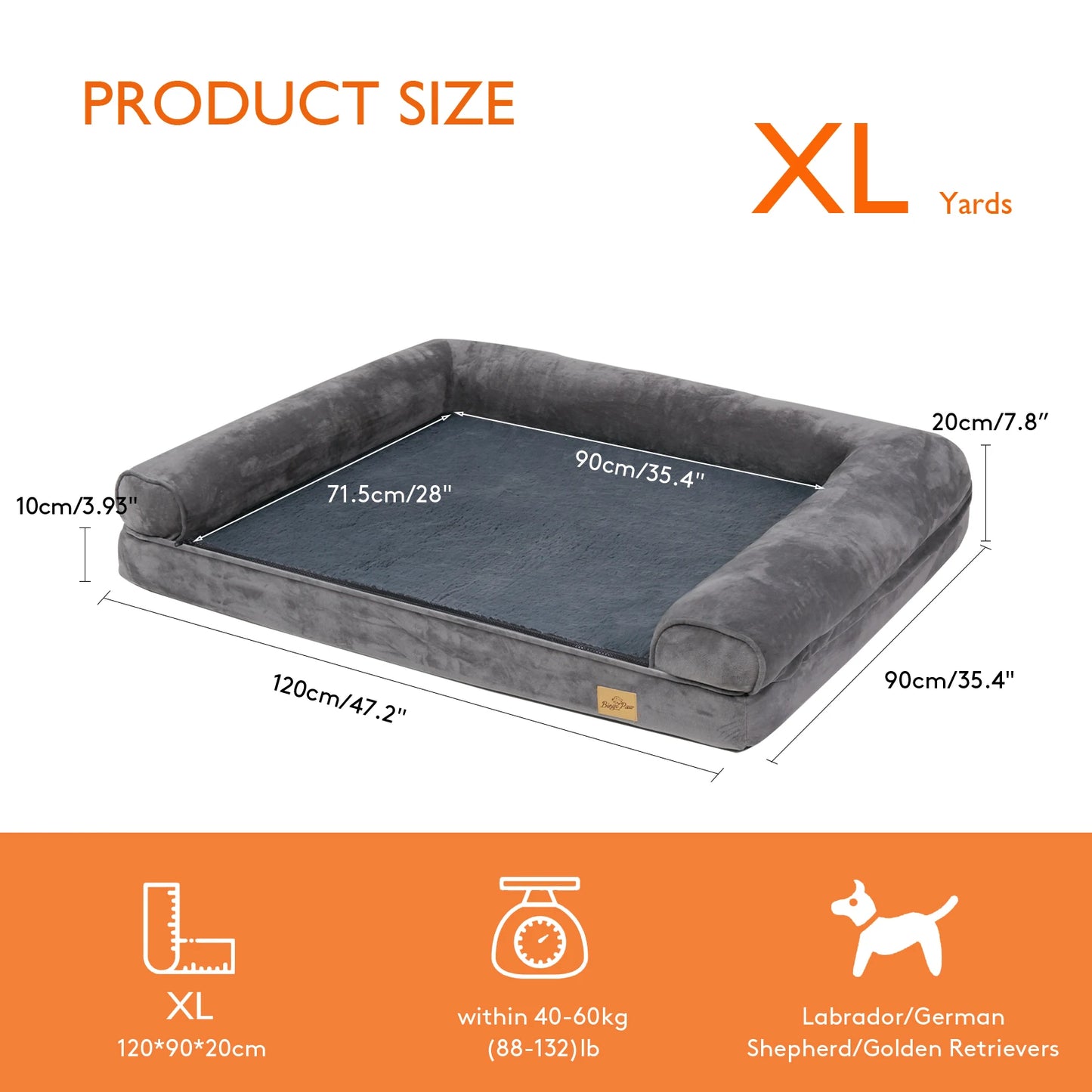 Extra Large Orthopedic Pet Mattress with Removable Washable Cover