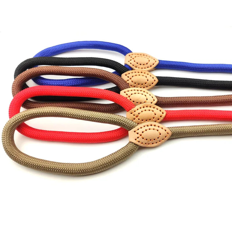 Adjustable Heavy Duty Braided Slip Rope Training Leashes for Small Medium Dogs
